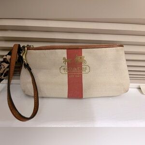Coach Wristlet Bag Resort Collection 41028 Heritage Stripe Canvas Purse Pouch